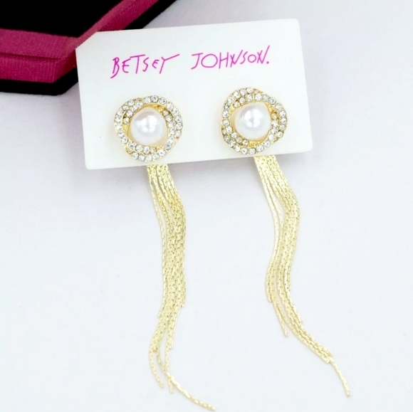 Gold-plated Crystal Pearl drop earrings with silver post BOGO - Picture 12 of 15